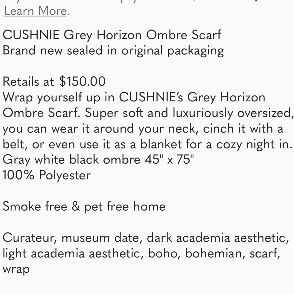 Cushnie lux grey horizon ombré scarf - Picture 10 of 11